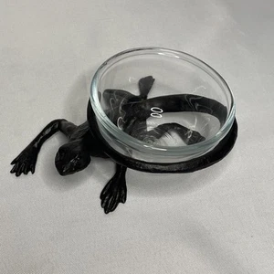 Pottery Barn Whimsical Black Metal And Glass Lizard Snack/Condiment Bowl NIB - Picture 1 of 4