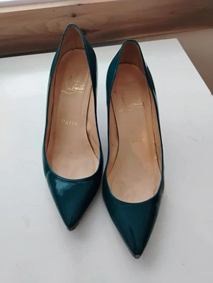 Christian Louboutin Sharka 70 Escote Tacones Azul Brillante Rojo Brillante Talla 37.5 Foto 1 de 4