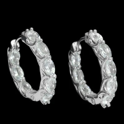 925 Sterlingsilber Ohrringe Ovaler Aquamarin 5x3mm Natürlicher Edelstein Schmuck - Bild 1 von 4