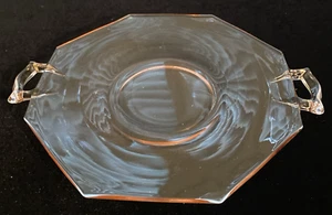 Heisey Octagonal Pink Flamingo Small Double Handle Cheese Plate - Vintage @304 - Picture 1 of 4