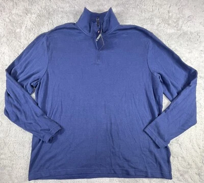 NWT Chaps Men’s 1/4 Zip Pullover Size XXLarge Blue Long Sleeve Mock Neck - Image 1 of 4