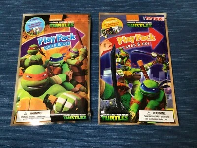 NEW TMNT Teenage Mutant Ninja Turtles Grab & Go Play Pack x2 Party Favor Gift  - Image 1 of 2