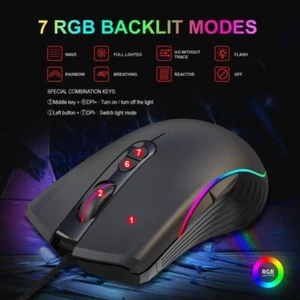 New Glowing RGB Gaming Mouse Gaming Wired Mouse 6400 (dpi) - Picture 1 of 6