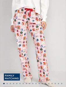 OLD NAVY Flannel Women Holiday Delivery Pink Pajama PJ Pants Small - Picture 1 of 4