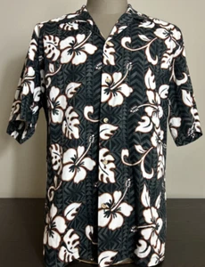 Aloha Republic Men Hawaiian Shirt Size XXL Gray Floral Matching Front Pocket - Picture 1 of 9