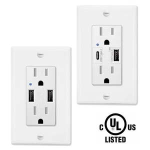 5.8A High-Speed USB Wall Outlet Socket Adapter Type-C Charger for iPhone Samsung - Picture 1 of 18