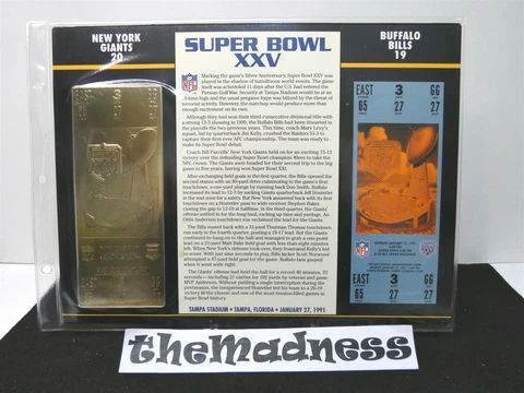 New Willabee & Ward NFL Super Bowl XXVI 26 Gold Ticket Buffalo Bills vs Redskins Cover