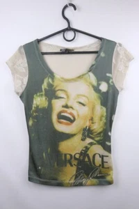 Versace Multi Viscose Donatella Graphic Round Neck Short Sleeve Shirt Top Size M - Picture 1 of 15