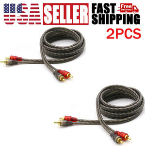 2PCS 4Ft RCA Cables 2 Channel Twisted Car Audio Shielded Interconnect Amp Wire