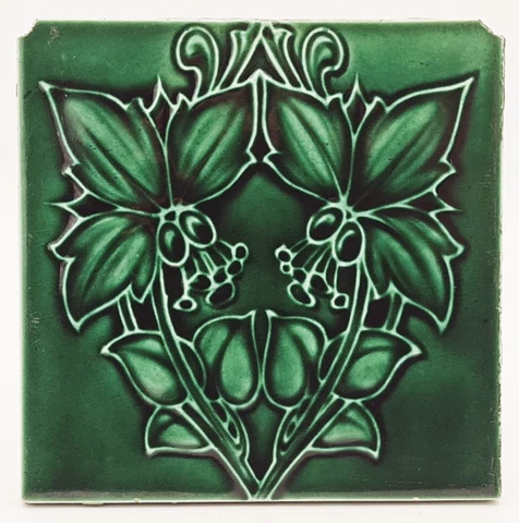 Antique Fireplace Tile Moulded Majolica T & R Boote C1905 Cover