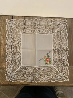 "Pañuelo vintage de encaje pañuelo Alemania a la abuela 11"" núcleo de casa" Foto 1 de 4