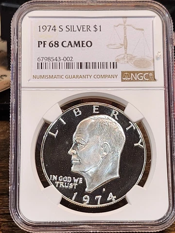 1974 S Eisenhower Proof, NGC Graded PF 68 CAMEO, 002 Cover