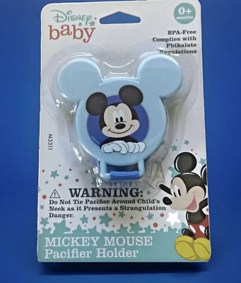 Porta chupete azul para bebé Mickey Mouse 0+ clip de fijación seguro sin BPA Foto 1 de 4