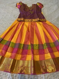 Ethnic Wear Kids semi silk Girl Lehenga Choli,Designer Indian Pavada Pattu 5/6 - Picture 1 of 6
