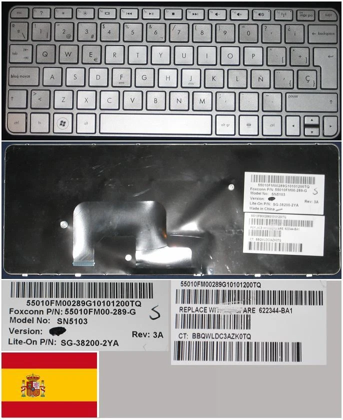 Teclado Qwerty Español HP Mini 210 Mini 210-2000 SN5103 SG-38200-2YA Gris - Imagen 1 de 1
