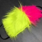 Pink Monster Fur Face Mask Green Cat Halloween Costume Animal Fuzzy Rave Furries