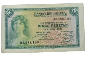 Billete España - 5 pesetas - 1935 - original - Imagen 1 de 2