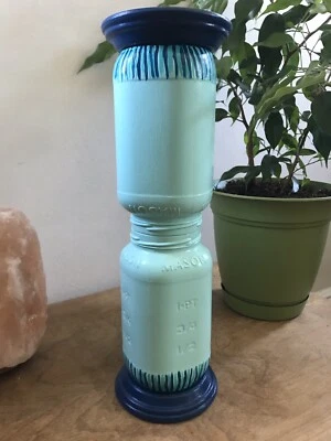 Уникальная стеклянная банка-каменщик с ручной росписью Blue Lagoon подставка для растений - Изображение 1 из 4