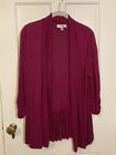 Dress Barn Purple Fuchsia Sweater Jacket Cardigan Peplum Woman?S Large Ruched