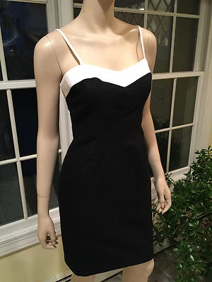 VESTIDO CHARLES CHANG-LIMA Talla 6 Seda/Algodón Blanco y Negro SIN MANGAS HASTA LA RODILLA Foto 1 de 4