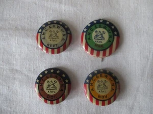 4 Vintage Union Pinback Buttons, A.M.C. & B.W of N.A., A.F. of L. 1942, 1943 - Picture 1 of 11