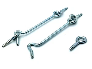 CABIN HOOKS 75mm 3" chrome wire hook & eye cupboard door gate latch catch (207) - Picture 1 of 4