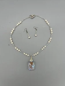 3-teiliges luxuriöses Perle eingelegtes Halskette und Ohrringe-Set für Hochzeit und Party - Bild 1 von 4