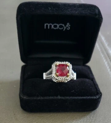 Estate Carol Brodie Ruby, Diamond & Sapphire Ring - Sz 8 - 18k YG/ Sterling - Image 1 of 4