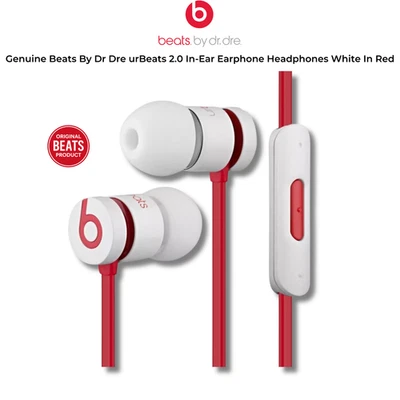 BEATS BY DR. DRE Auriculares internos urBeats 2.0 genuinos - Auriculares con cable - Rojo y blanco - Stock en el Reino Unido