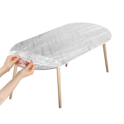 Mantel ajustable de vinilo ovalado transparente, se adapta a mesa ovalada de 40 x 60 pulgadas, impermeable... Foto 1 de 3