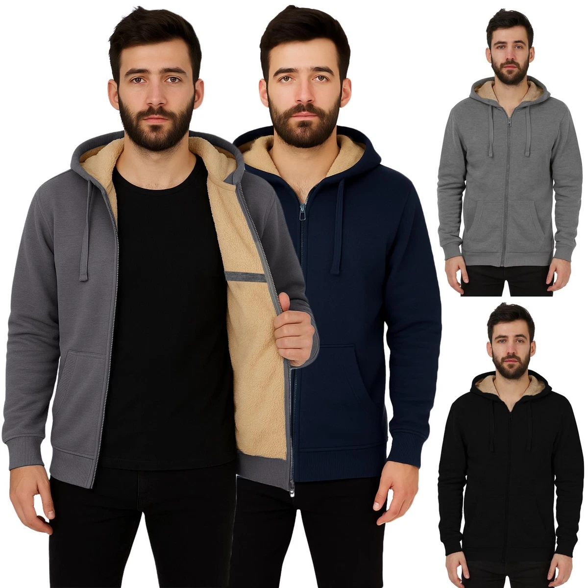 SPACEVIKING Men's Zip-Up Fleece Hoodie - Lightweight, Soft, With Pockets (Sizes S-3XL) - View #8