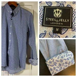 Steel & Jelly London Button-Down Hemd Paisley Besatz Medium Kontrast Flip Cuff - Bild 1 von 13