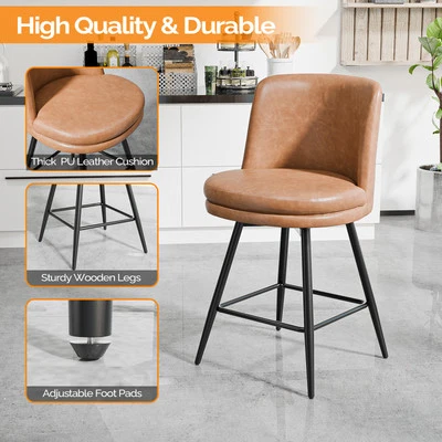 Bar Stools with Back Ergonomic Backrest Synthetic Leather for Kitchen Island - Image 1 of 4