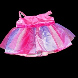 Build-a-Bear Dress Pink Purple Satin Tulle Fancy Party Glitter Teddy Clothes - Picture 1 of 11