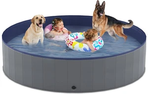 Foldable Dog Swimming Pool, Collapsible Hard Plastic, Portable Bath Tub for Pets - Picture 1 of 11