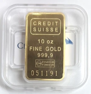 Credit Suisse - 10 oz Gold Bar .9999 Fine Gold With New Assay Card - In Stock - Picture 1 of 2