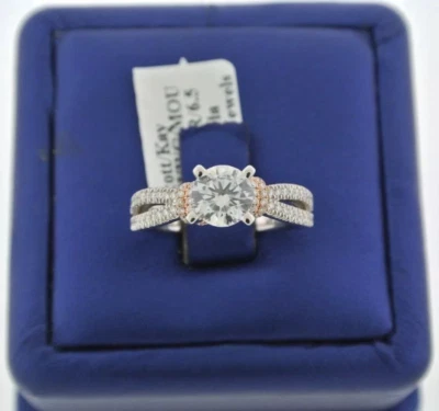 Anillo de compromiso Scott Kay de oro blanco de 14 k de diamantes de 0,50 quilates semi montaje, S13586 Foto 1 de 4