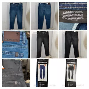 Pantalones de mezclilla elásticos rectos negros, azules nuevos con etiquetas Buffalo David Bitton Repreve Jackson - Imagen 1 de 22