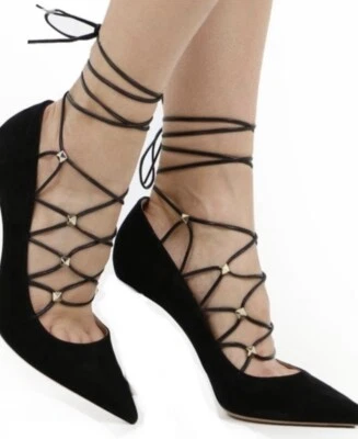 Bailarina Rockstud Gladiadores Valentino Garavani Gamuza Negra EU36 $895 Foto 1 de 4