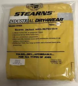 8401 Stearns Industrial Dry Wear Storm Jacket 2XL, Reflective PVC, New, Yellow - Picture 1 of 2