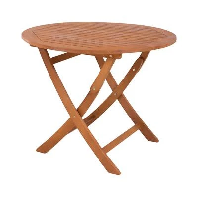 Klapptisch Gartentisch Balkontisch Stockholm rund 90 cm aus Eukalyptus Holz - Bild 1 von 4