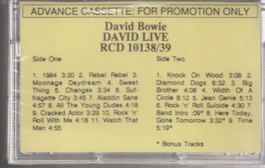 david bowie david live cassette new ryko version - Image 1 of 2
