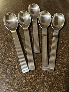 5 Dansk THEBE Ribbed 7 1/4” Soup Spoons Stainless Steel - Picture 1 of 5