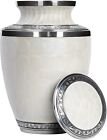 Cremation Urn for Human Ashes - Pearl White with Velvet Bag