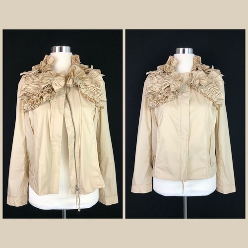 Giacca top Valentino con colletto e spalle arricciate beige taglia 8 ret. $3.228
