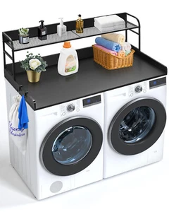 Washer Dryer Countertop with Shelf 54"x27" Wooden Washer Dryer Cover Black - Picture 1 of 12