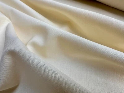 Classic Linen Cotton Blend Plain Fabric Home Decor - 140cm Wide - Cream Ivory - Image 1 of 4