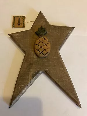 Decoración primitiva vintage cubo flor resina madera piña estrella decoración Foto 1 de 2