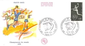 FRANCE / CHAMPIONNAT DU MONDE HAND-BALL / ENVELOPPE PREMIER JOUR / FDC 1970 - Imagen 1 de 1