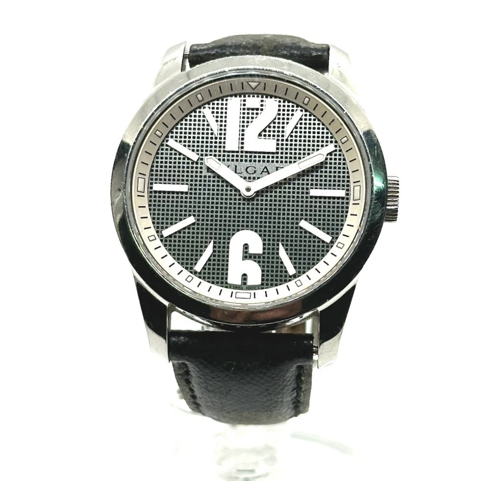BVLGARI ST37S Solo tempo quartz Wristwatch SS / Leather belt Silver/Black belt - Image 1 of 4